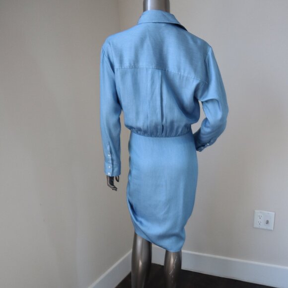 Veronica Beard Sierra Dress Blue Chambray Shirt Dress Snaps Size 8 - Picture 4 of 8